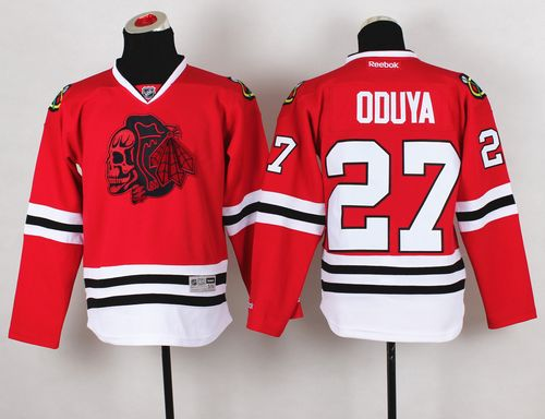 NHL Youth Chicago Blackhawks #27 Johnny Oduya Red(Red Skull) Stitched