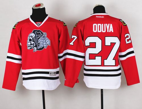 NHL Youth Chicago Blackhawks #27 Johnny Oduya Red(White Skull) Stitched