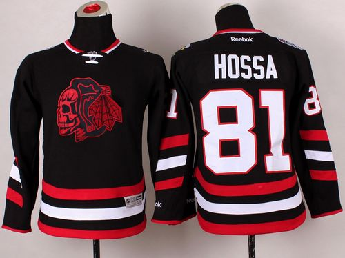 NHL Youth Chicago Blackhawks #81 Marian Hossa Black(Red Skull) 2014 Stadium Series Stitched