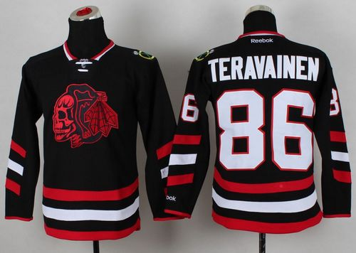 NHL Youth Chicago Blackhawks #86 Teuvo Teravainen Black(Red Skull) 2014 Stadium Series Stitched