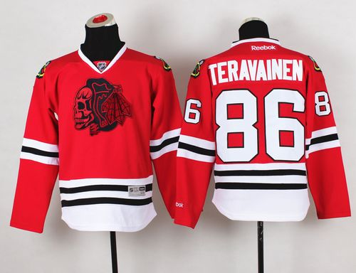 NHL Youth Chicago Blackhawks #86 Teuvo Teravainen Red(Red Skull) Stitched