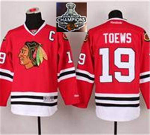NHL Chicago Blackhawks #19 Jonathan Toews with C patch Red 2015 Stanley Cup Champions jerseys