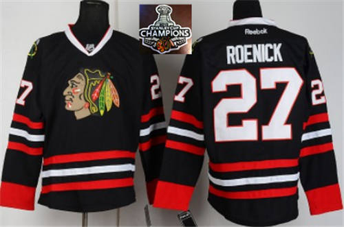 NHL Chicago Blackhawks #27 Jeremy Roenick Black 2015 Stanley Cup Champions jerseys