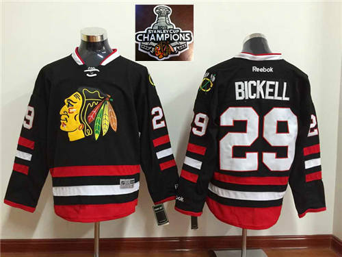 NHL Chicago Blackhawks #29 Bryan Bickell Black 2015 Stanley Cup Champions jerseys