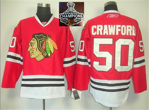 NHL Chicago Blackhawks #50 Corey Crawford Red 2015 Stanley Cup Champions jerseys