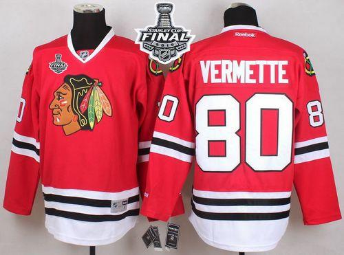 NHL Chicago Blackhawks #80 Antoine Vermette Red 2015 Stanley Cup 2015 Stanley Cup jerseys