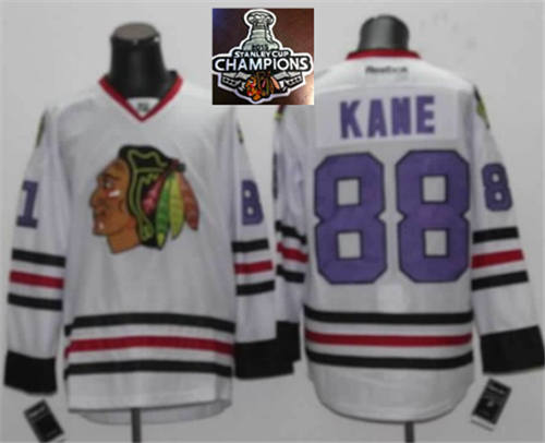 NHL Chicago Blackhawks #88 PATRICK KANE White purple number 2015 Stanley Cup Champions jerseys