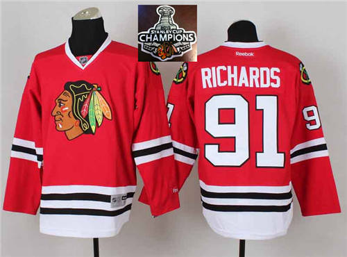 NHL Chicago Blackhawks #91 Brad Richards Red 2015 Stanley Cup Champions jerseys