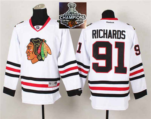 NHL Chicago Blackhawks #91 Brad Richards White 2015 Stanley Cup Champions jerseys
