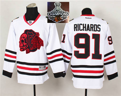 NHL Chicago Blackhawks #91 Brad Richards White(Red Skull) 2014 Stadium Series 2015 Stanley Cup Champions jerseys
