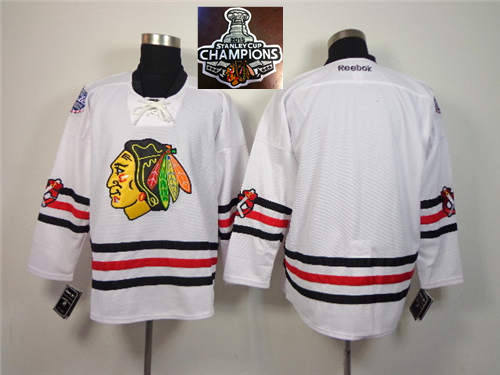 NHL Chicago Blackhawks Blank 2015 Winter Classic White 2015 Stanley Cup Champions jerseys