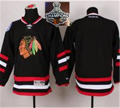 NHL Chicago Blackhawks Blank Black 2014 Stadium Series 2015 Stanley Cup Champions jerseys