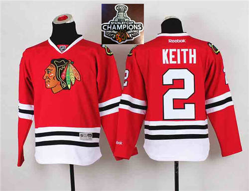 NHL Youth Chicago Blackhawks #2 Duncan Keith Red 2015 Stanley Cup Champions jerseys