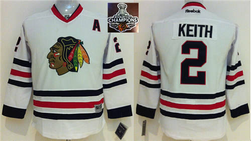 NHL Youth Chicago Blackhawks #2 Duncan Keith White 2015 Stanley Cup Champions jerseys