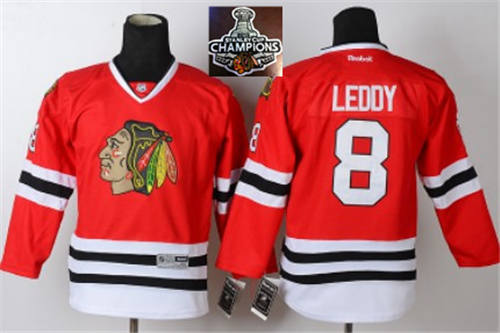 NHL Youth Chicago Blackhawks #8 Nick Leddy Red 2015 Stanley Cup Champions jerseys