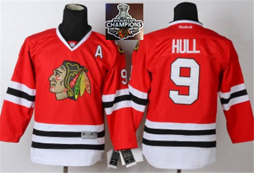 NHL Youth Chicago Blackhawks #9 Bobby Hull Red 2015 Stanley Cup Champions jerseys