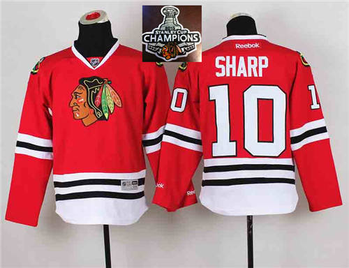 NHL Youth Chicago Blackhawks #10 Patrick Sharp Red 2015 Stanley Cup Champions jerseys