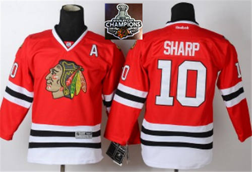 NHL Youth Chicago Blackhawks #10 patrick sharp Red Home 2015 Stanley Cup Champions jerseys