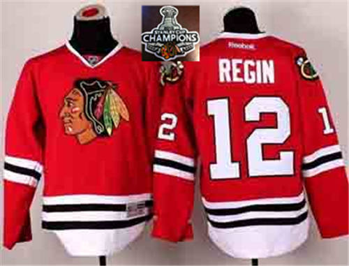 NHL Youth Chicago Blackhawks #12 Peter Regin Red 2015 Stanley Cup Champions jerseys