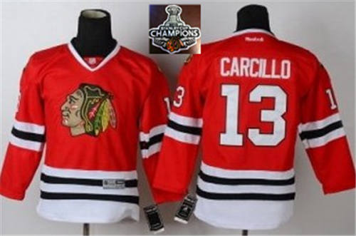 NHL Youth Chicago Blackhawks #13 Carcillo Red 2015 Stanley Cup Champions jerseys