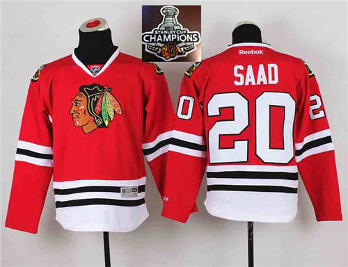 NHL Youth Chicago Blackhawks #20 Brandon Saad Red 2015 Stanley Cup Champions jerseys