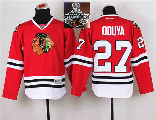 NHL Youth Chicago Blackhawks #27 Johnny Oduya Red 2015 Stanley Cup Champions jerseys