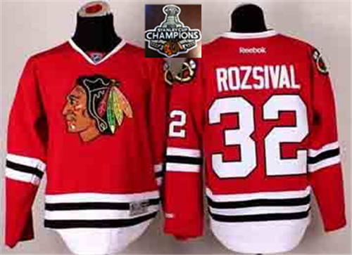 NHL Youth Chicago Blackhawks #32 Michal Rozsival Red 2015 Stanley Cup Champions jerseys