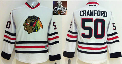 NHL Youth Chicago Blackhawks #50 Corey Crawford White 2015 Stanley Cup Champions jerseys