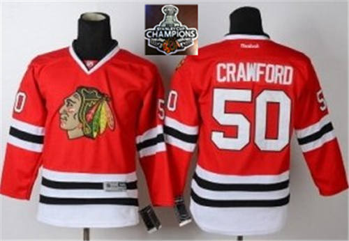 NHL Youth Chicago Blackhawks #50 crawford Red 2015 Stanley Cup Champions jerseys