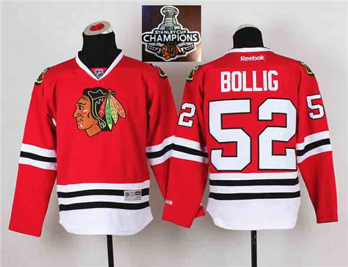 NHL Youth Chicago Blackhawks #52 Brandon Bollig Red 2015 Stanley Cup Champions jerseys