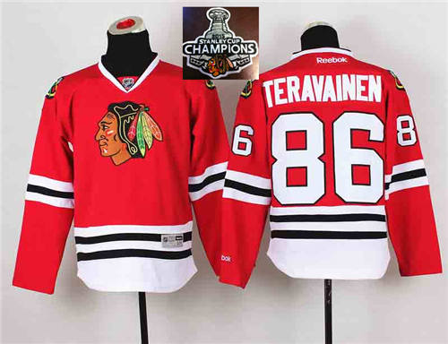 NHL Youth Chicago Blackhawks #86 Teuvo Teravainen Red 2015 Stanley Cup Champions jerseys