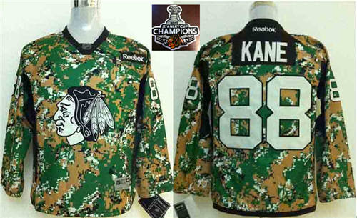 NHL Youth Chicago Blackhawks #88 Patrick Kane Camo Veterans Day Practice 2015 Stanley Cup Champions jerseys