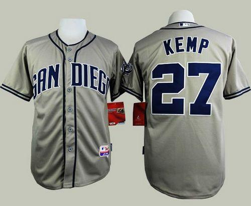 MLB San Diego Padres #27 Matt Kemp Grey Cool Base Stitched Baseball jerseys