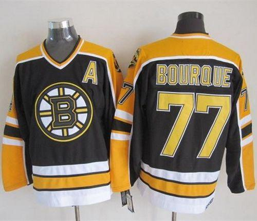 NHL Boston Bruins #77 Ray Bourque Black CCM Throwback New Stitched jerseys