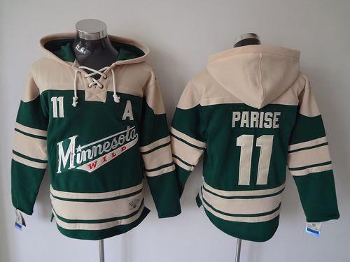 NHL Minnesota Wild #11 Zach Parise Green Sawyer Hooded Sweatshirt Stitched jerseys