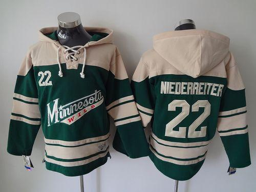 NHL Minnesota Wild #22 Nino Niederreiter Green Sawyer Hooded Sweatshirt Stitched jerseys