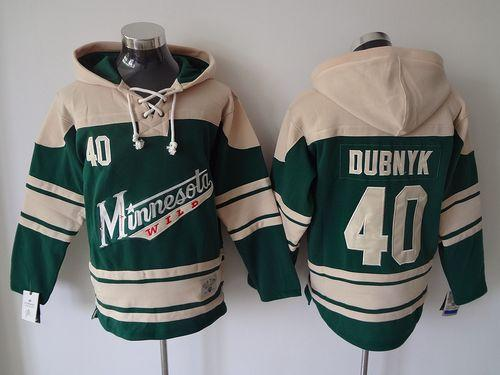 NHL Minnesota Wild #40 Devan Dubnyk Green Sawyer Hooded Sweatshirt Stitched jerseys