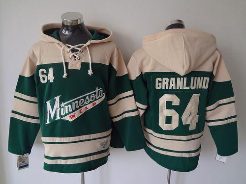 NHL Minnesota Wild #64 Mikael Granlund Green Sawyer Hooded Sweatshirt Stitched jerseys