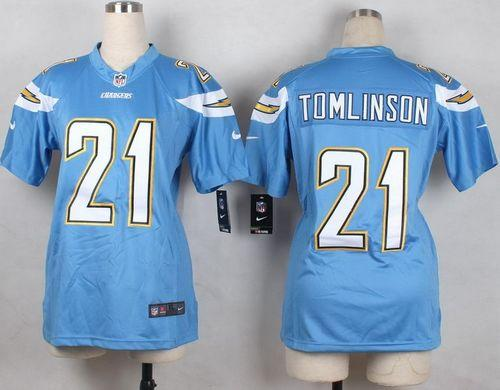 Nike Women New Chargers #21 LaDainian Tomlinson Electric Blue Alternate Stitched jerseys