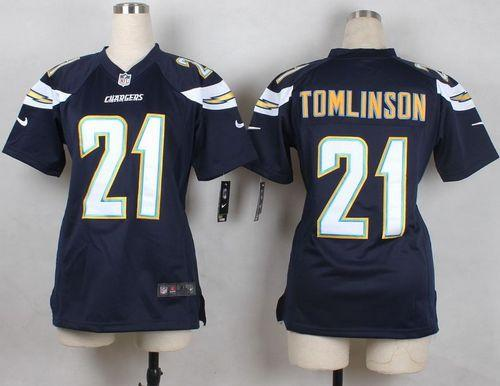 Nike Women New Chargers #21 LaDainian Tomlinson Navy Blue Team Color Stitched jerseys