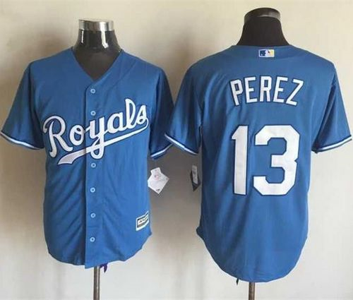 MLB Kansas City Royals #13 Salvador Perez Light Blue Stitched jerseys