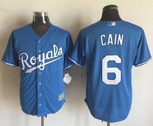 MLB Kansas City Royals #6 Lorenzo Cain Light Blue Stitched jerseys
