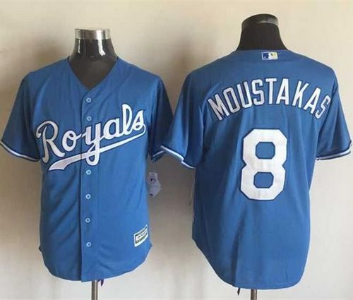 MLB Kansas City Royals #8 Mike Moustakas Light Blue Stitched jerseys