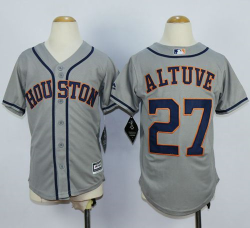 Youth MLB Houston Astros #27 Jose Altuve Grey jerseys