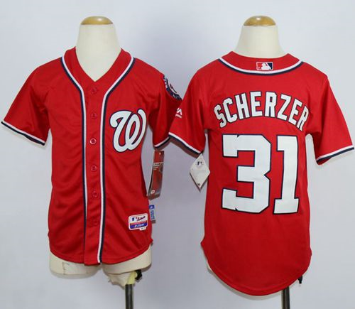 Youth MLB washington nationals #31 Max Scherzer Red jerseys