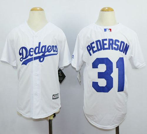 Youth MLB Los Angeles Dodgers #31 Joc Pederson white Jerseys