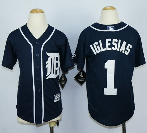 Youth MLB Detroit Tigers #1 Jose Iglesias Navy Blue Jerseys