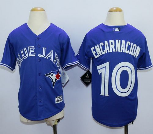 Youth Mlb Toronto Blue Jays #10 Edwin Encarnacion blue jerseys