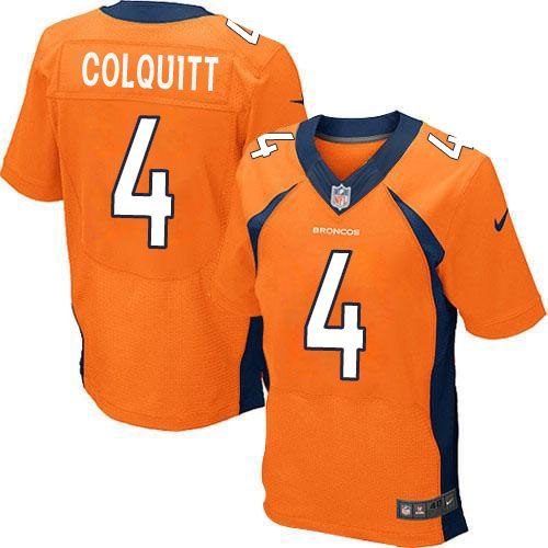 Nike Denver Broncos #4 Britton Colquitt Orange Jerseys(Elite)