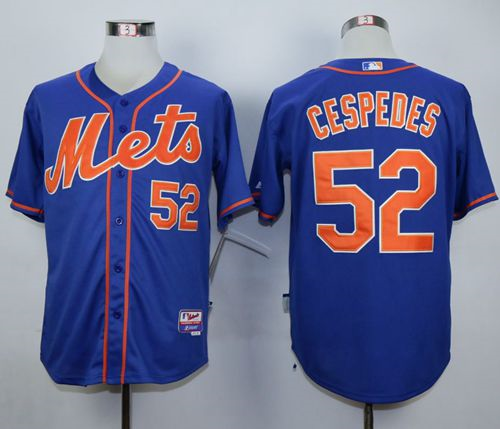 MLB New York Mets #52 Yoenis Cespedes Blue Jerseys